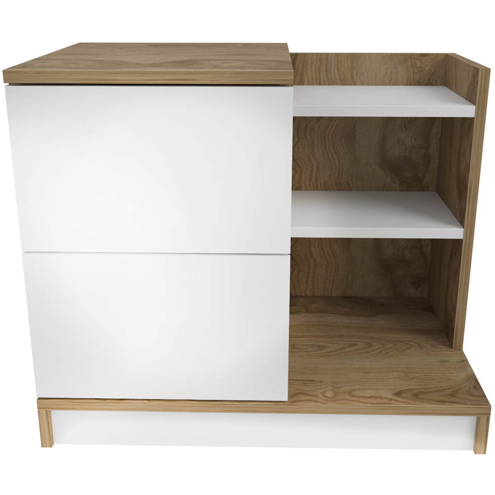 Decorotika Rena 2 Door 3 Shelf White and Oud Bedside Table Image 2