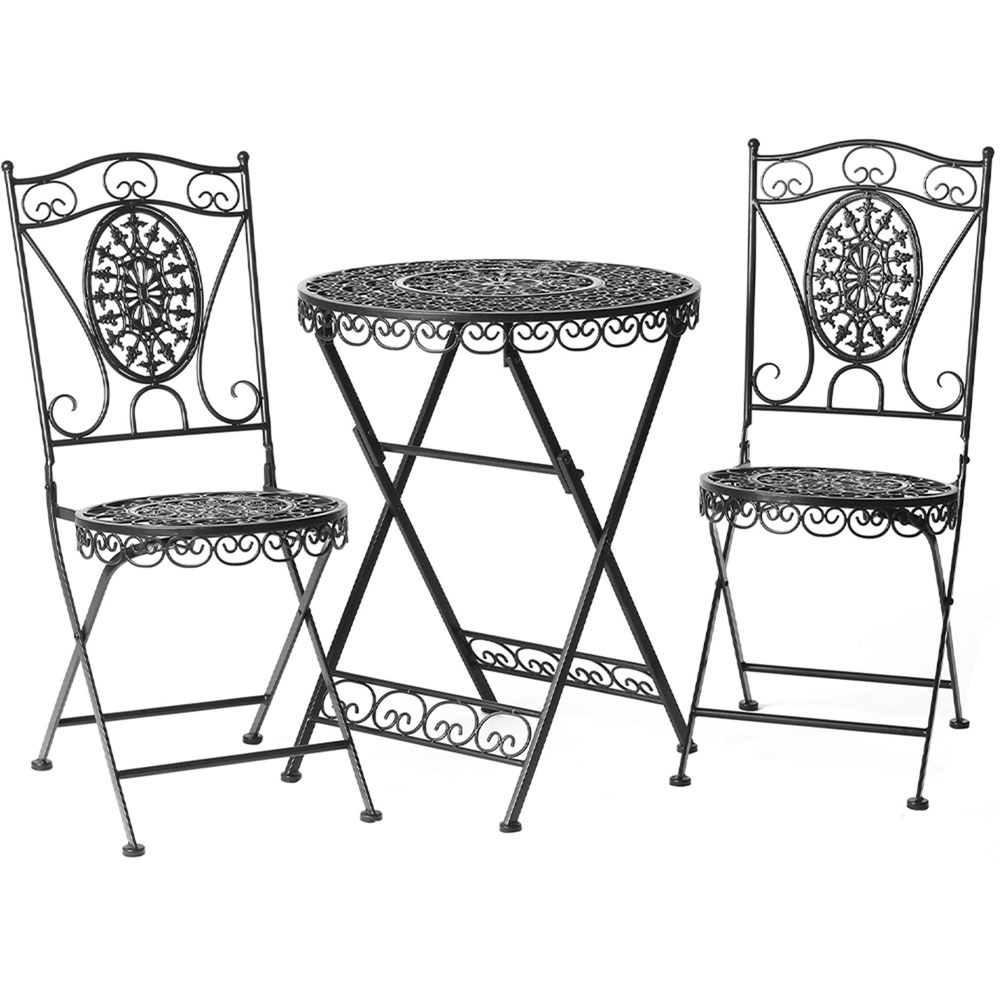 GlamHaus Catalina 2 Seater Bistro Set Black Image 2