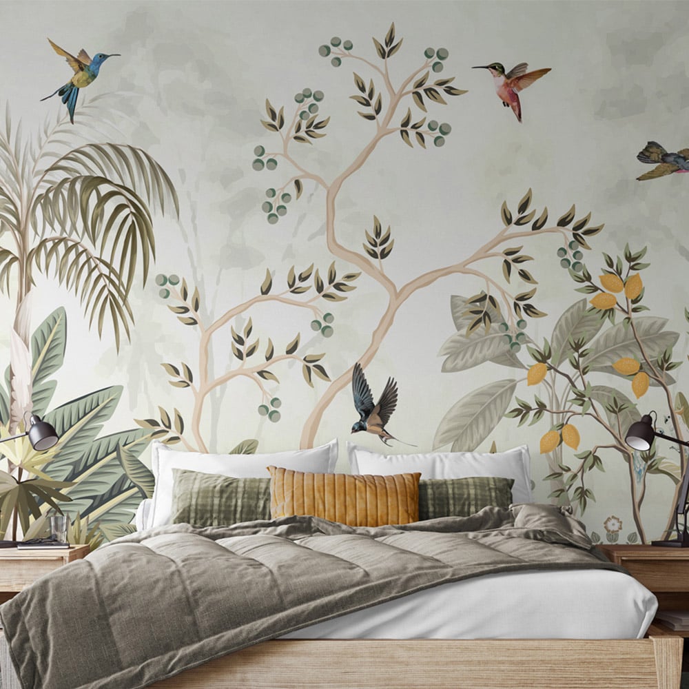 Origin Murals Lemon Tree Forest White and Green Wall Mural Image 1