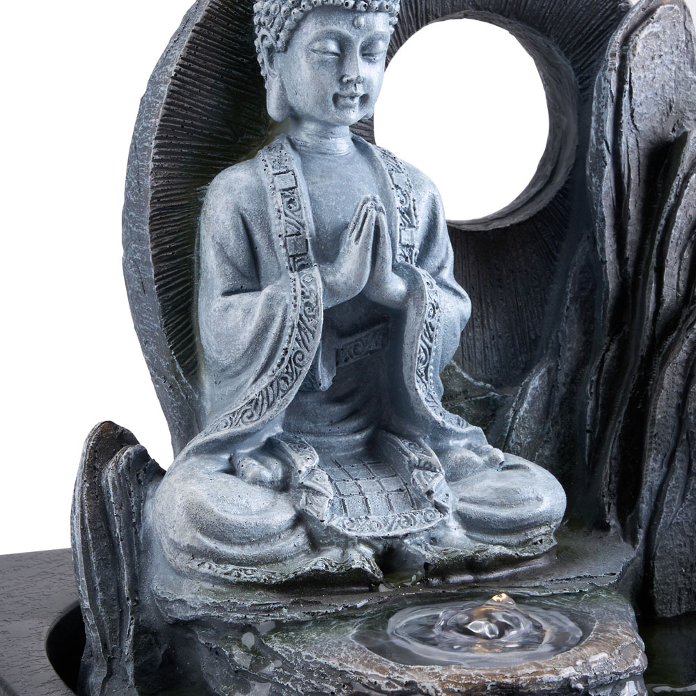 Living and Home LED Light Buddha Sculpture Tabletop Water Fountain Image 4