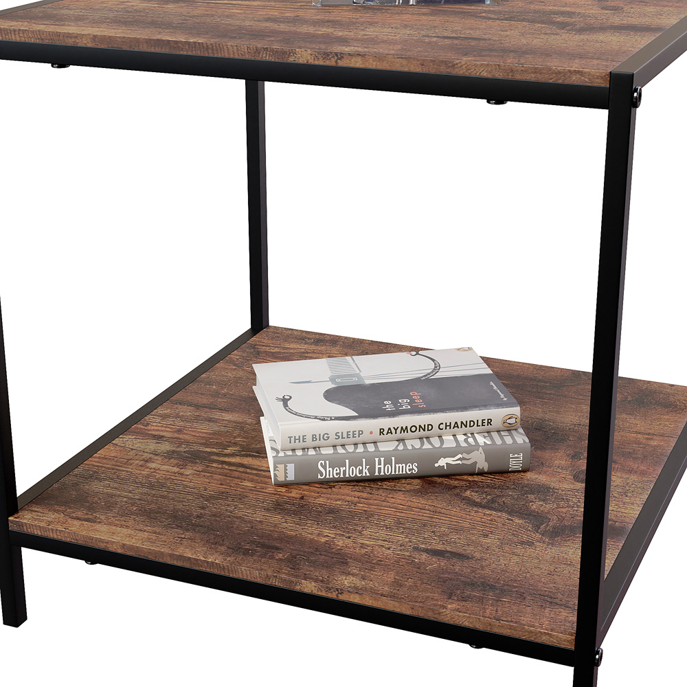 Vida Designs Brooklyn Dark Wood Metal Frame End Table Image 7