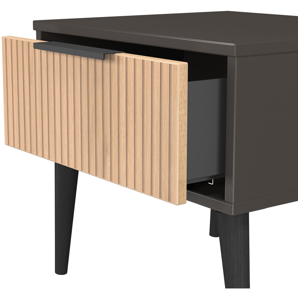 Crowndale Hong Kong Single Drawer Slatt Effect and Graphite Side Table Ready Assembled Image 6
