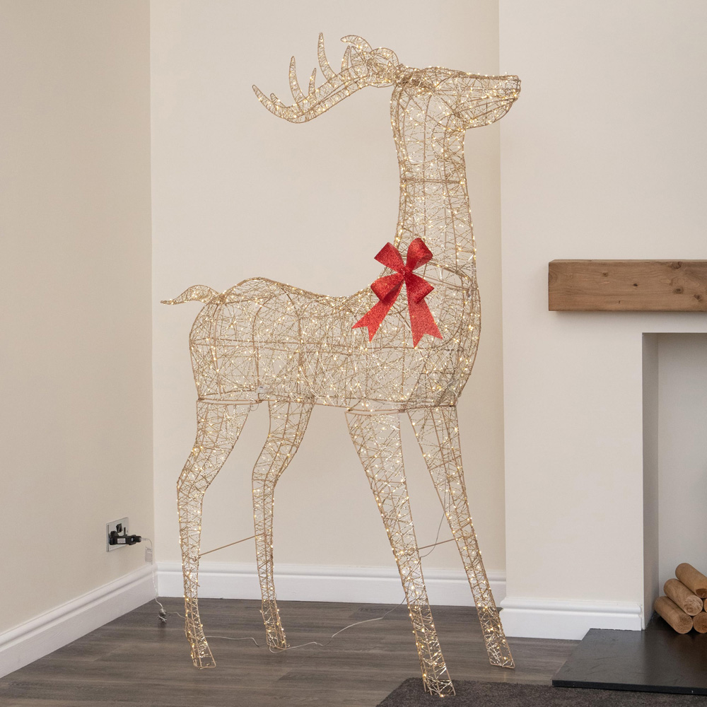 Samuel Alexander 1000 Warm White LED Gold Twist Stag Outdoor Christmas Decoration 7ft Image 1