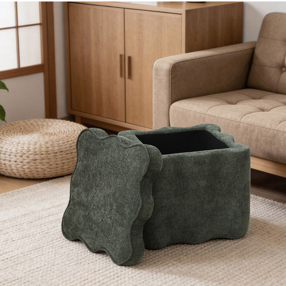 Wavy Storage Ottoman Green Image 6