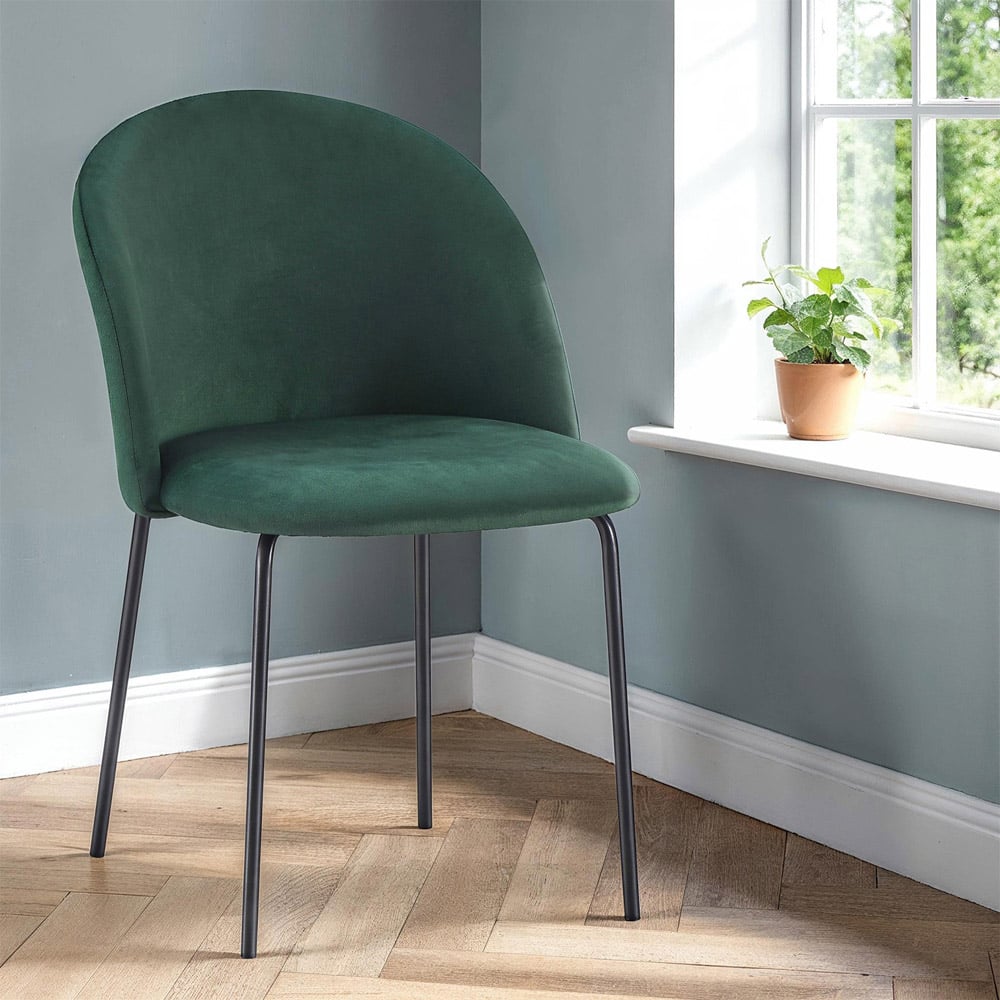 Seconique Boston Set of 4 Emerald Green Velvet Dining Chair Image 8