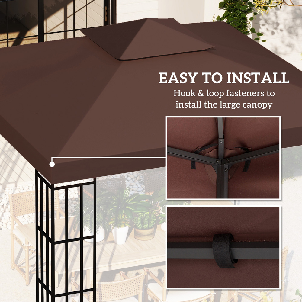 Outsunny 3 x 3m 2-Tier Coffee Gazebo Canopy Replacement Cover Image 5