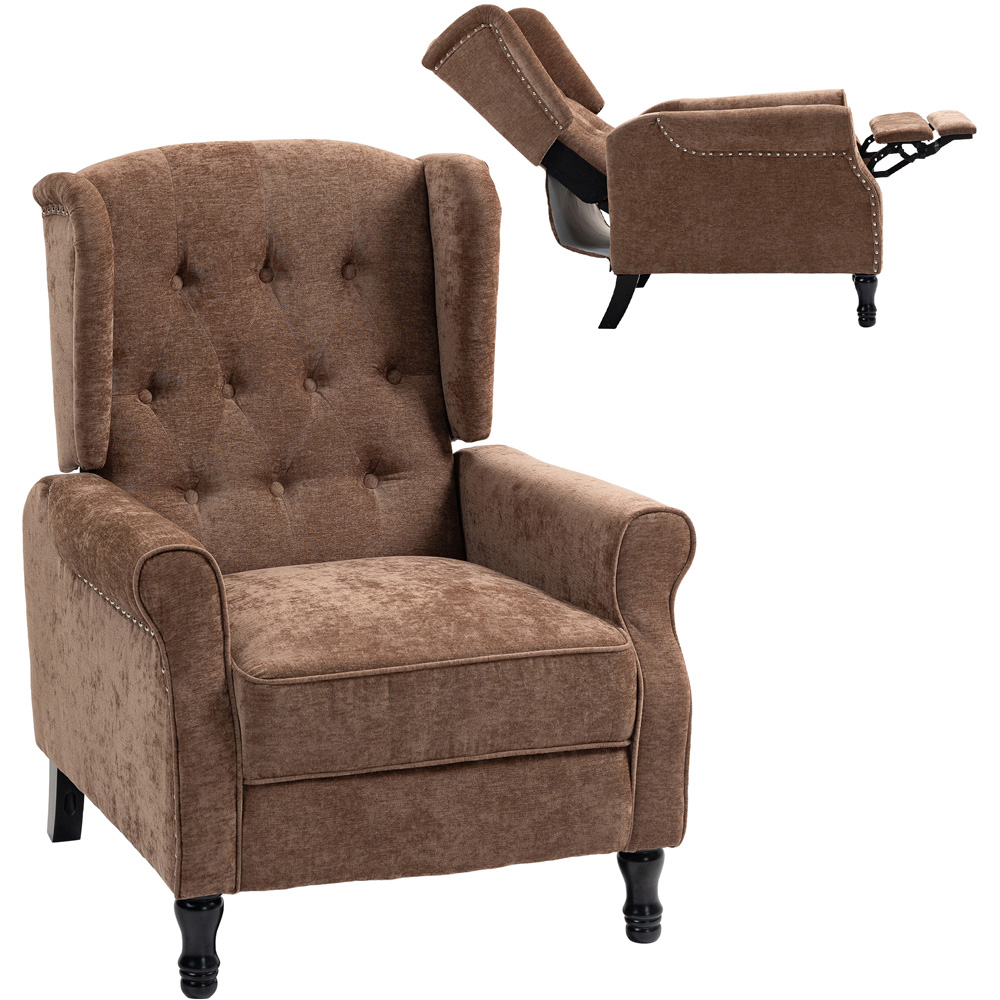 HOMCOM Brown Manual Recliner Armchair Recliner with Footrest Image 2