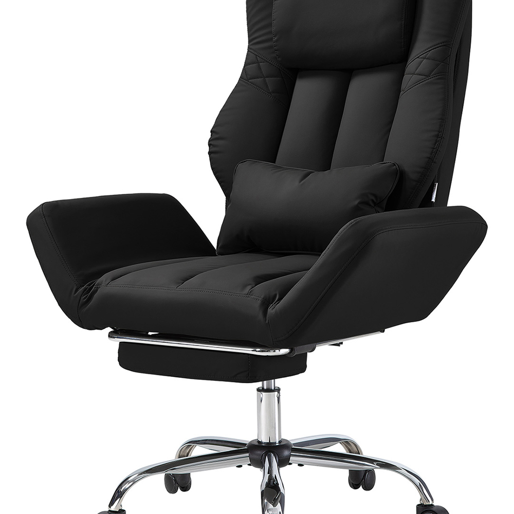 Living and Home Black Cross-Legged Office Chair with Adjustable Headrest and Footrest Image 5
