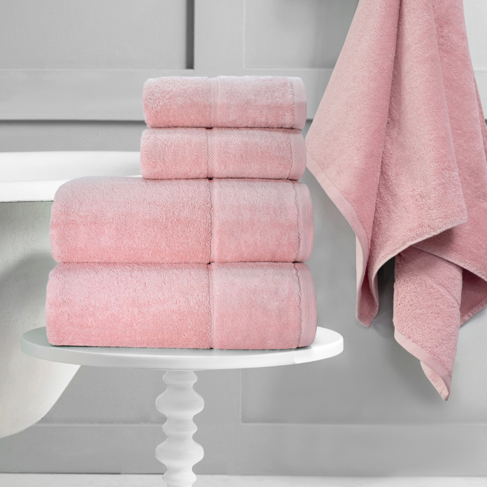 Velosso Velour Plush Cotton Blush Pink Hand Towel 2 Pack Image 2