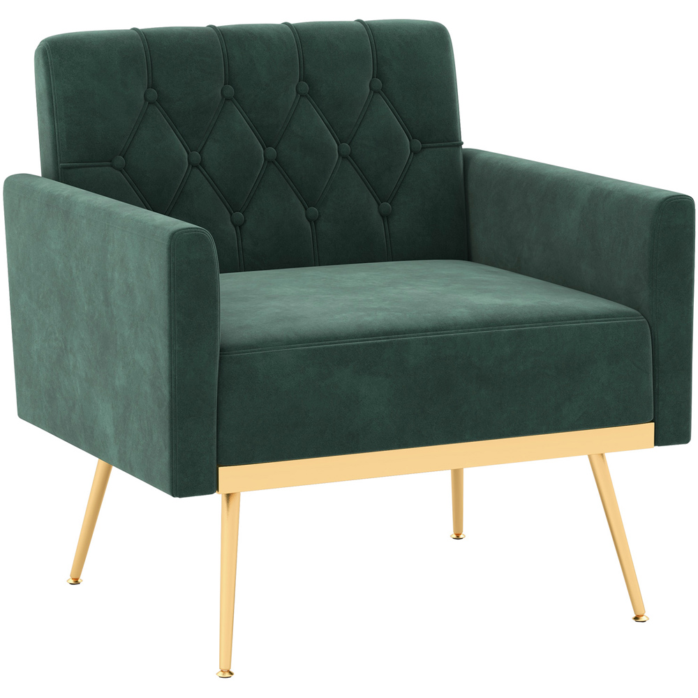 Costway Dark Green and Golden Velvet Accent Chair Image 2