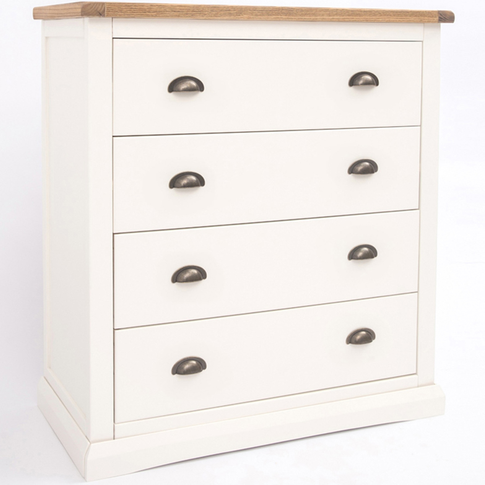 Cosenza 4 Drawer Off White Chest of Drawers with Brass Cup Handles Image 3