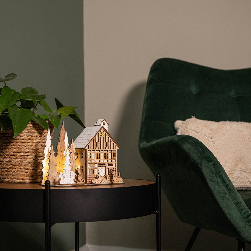 Samuel Alexander Light Up Wooden House Scene with Christmas Trees Decoration 16cm Image 6