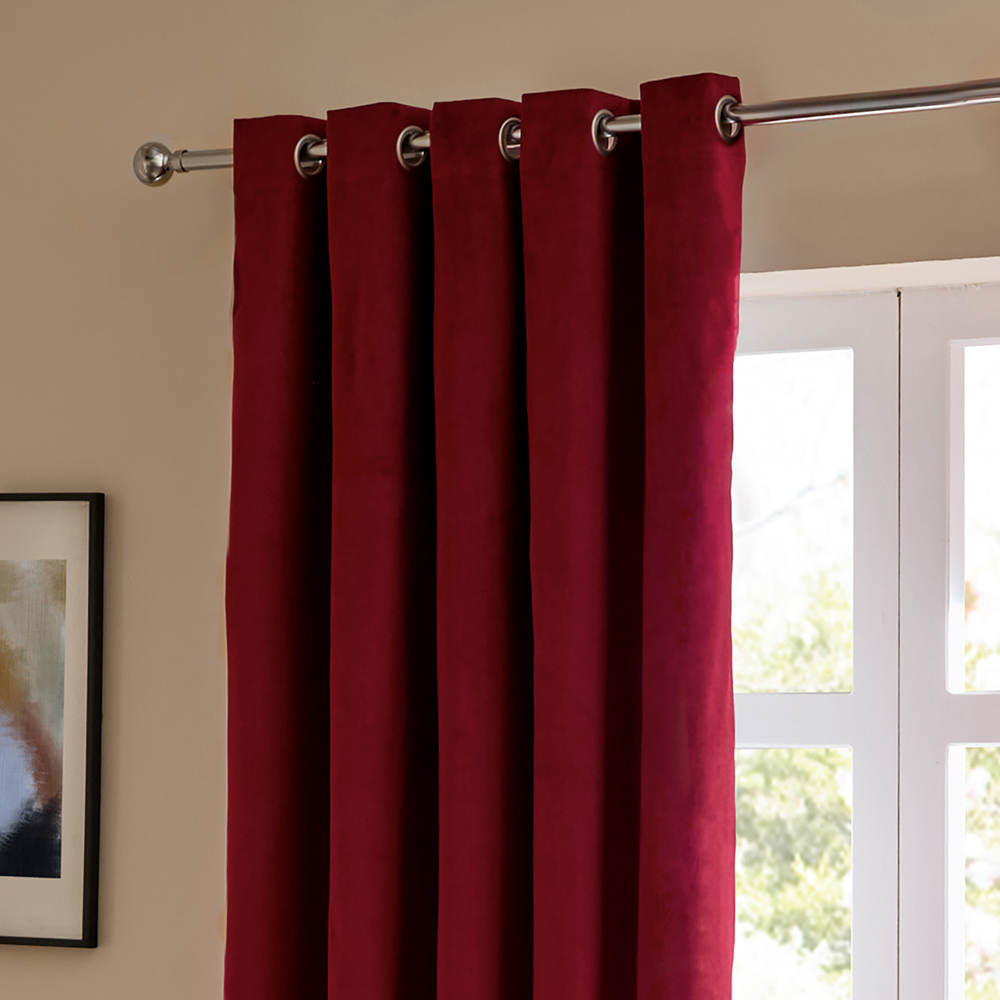 Furn The Ultimate Burgundy Velvet Fully Lined Eyelet Curtains 229 x 183cm Image 3