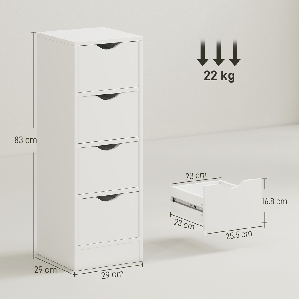 Portland 4 Drawer White Freestanding Bathroom Cabinet Image 9
