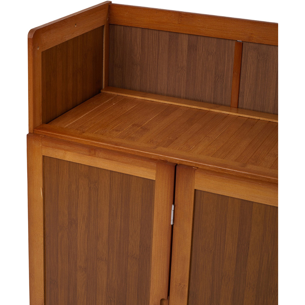 Living and Home 4 Door Dark Brown Bamboo Shoe Cabinet Image 4