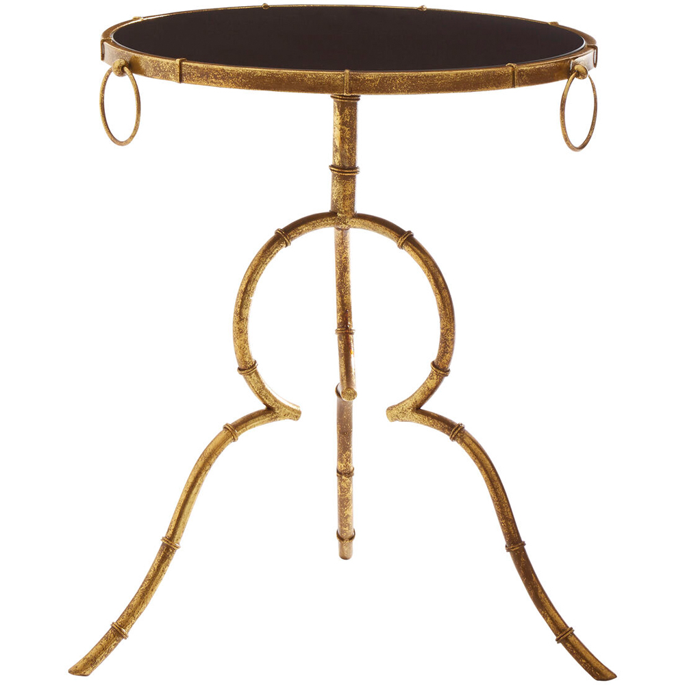 Premier Housewares Monroe Black and Gold Accent Table with Tempered Glass Top Image 3