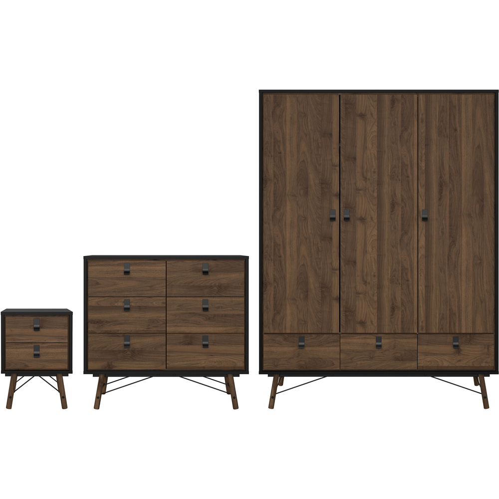 Florence Matt Black Walnut 3 Piece Bedroom Furniture Set Image 2