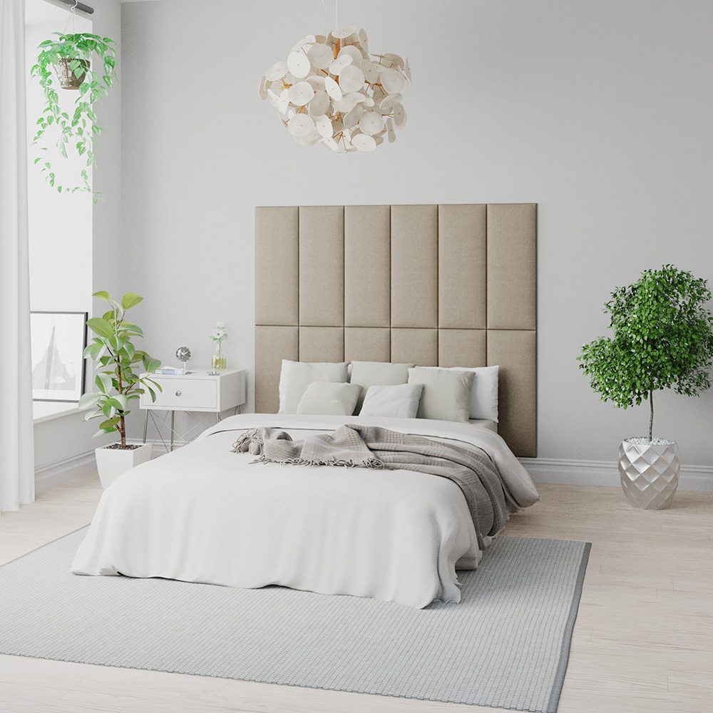 Aspire EasyMount Natural Eire Linen Upholstered Wall Mounted Headboard Panels 8 Pack Image 4