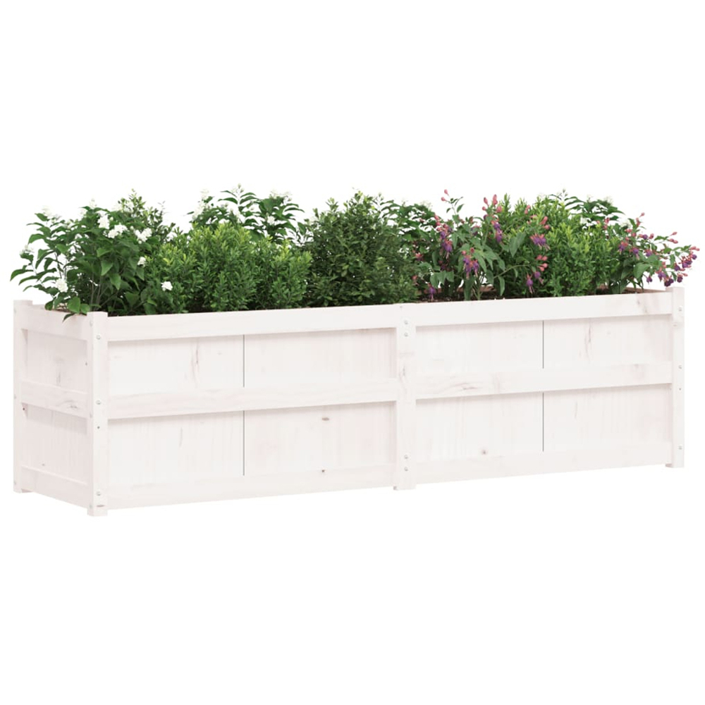 vidaXL White Solid Pine Wood Raised Garden Planter 180 x 50 x 50cm Image 3