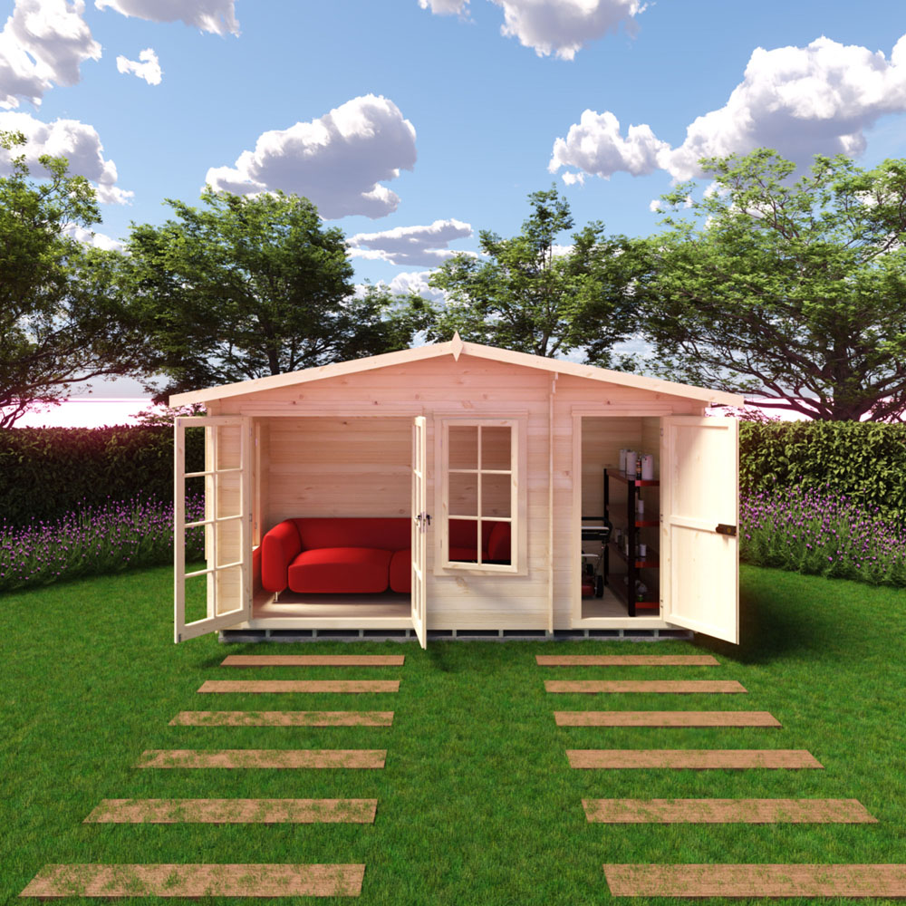Shire Bourne 14 x 6ft Dual-Purpose Apex Garden Log Cabin with Integral Storage Image 4