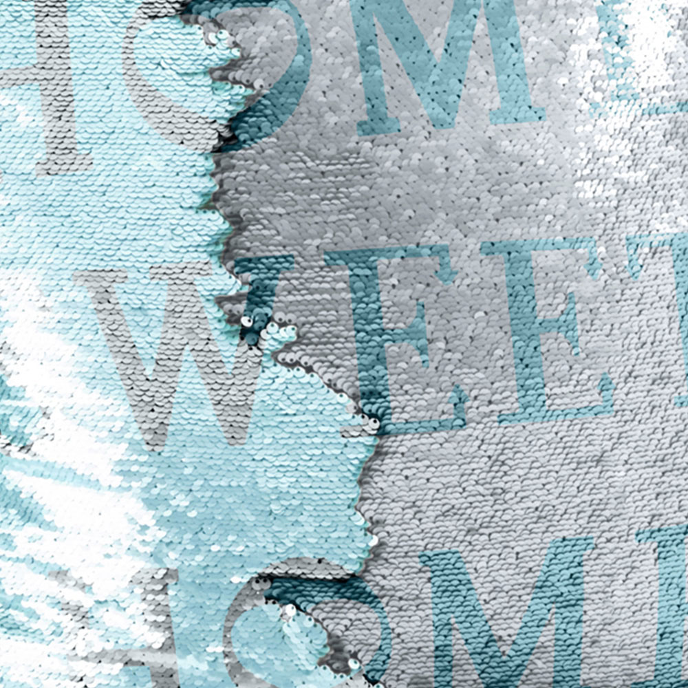 Velosso Home Sweet Home Mermaid Duck Egg and Silver Filled Cushion 43 x 43cm Image 2