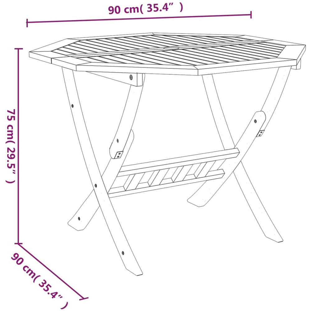 Walplus 4 Seater Solid Wood Acacia Garden Dining Set Image 8