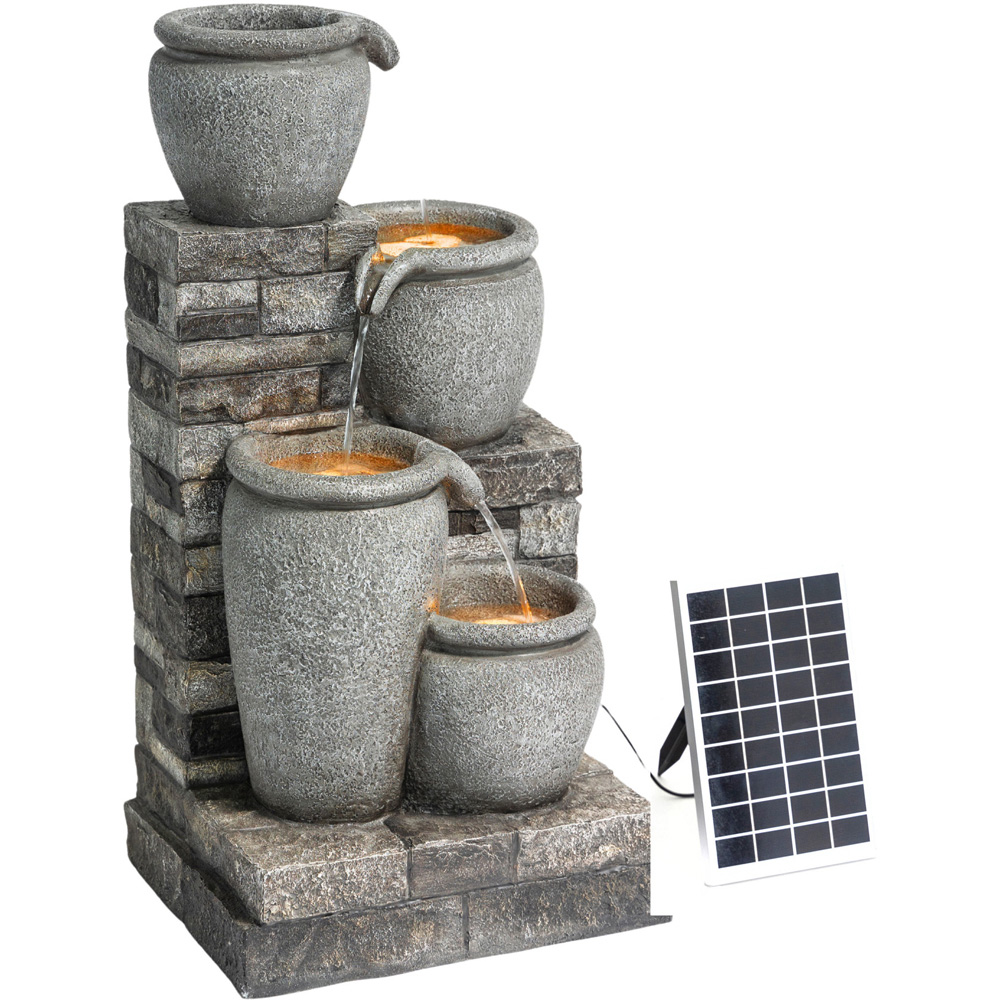 Teamson Home Grey 4-Tier Cascading Urn Stacked Stone Outdoor Fountain 30.7 inch Image 4