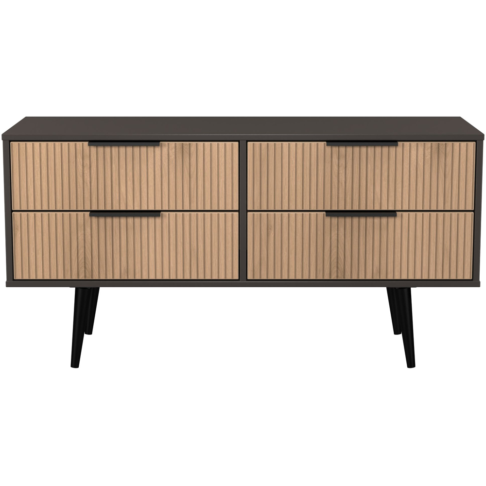Crowndale Hong Kong 4 Drawer Slatt Effect and Graphite Bed Box Ready Assembled Image 2