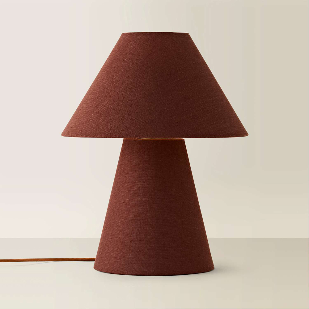 ValueLights Gigi Brown Tapered Full Fabric Conical Shade Table Lamp with Bulb Image 3