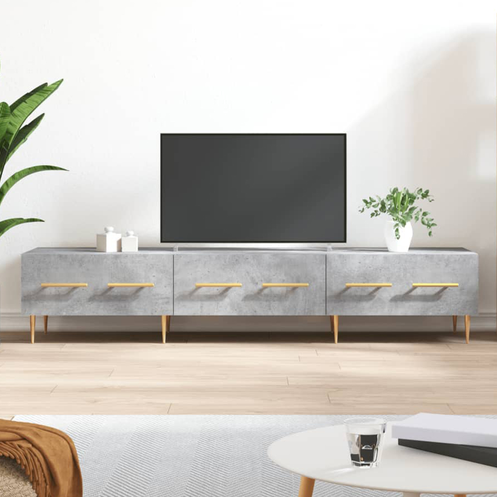 vidaXL 3 Drawer Concrete Grey TV Cabinet Image 1