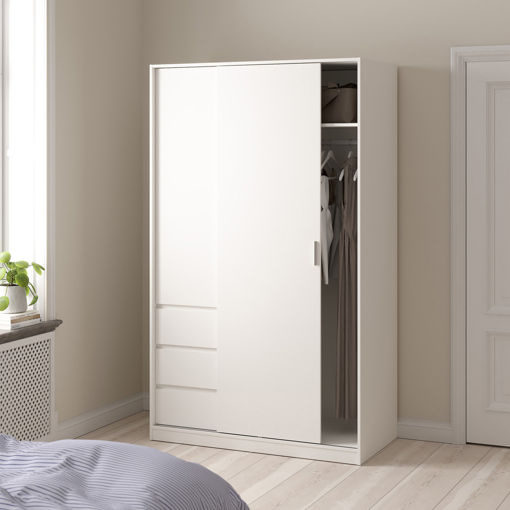 Furniture To Go Naia Double Door 3 Drawer White Wardrobe Image 6