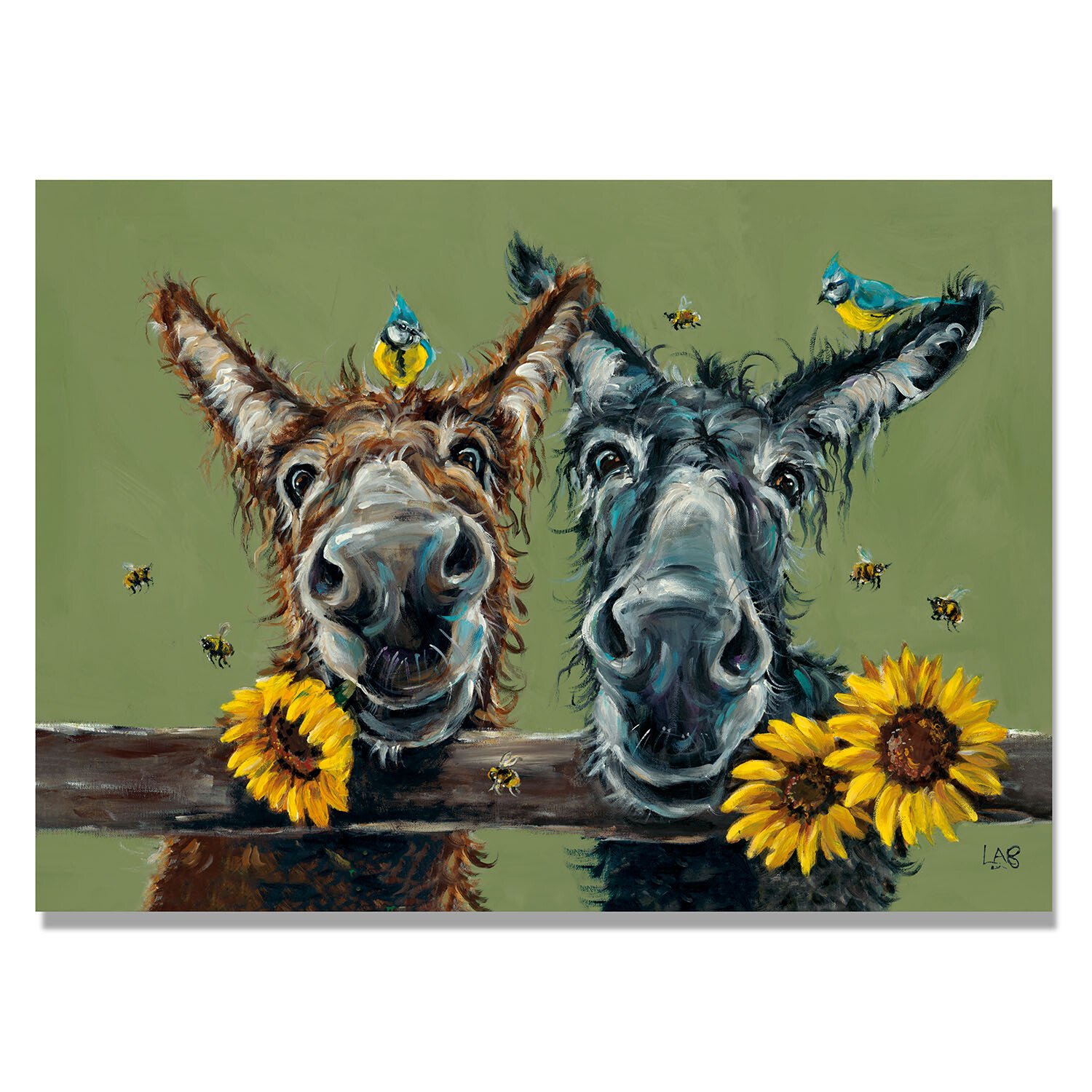 Louise Brown Donkey Duo Canvas - Multicolour Image 1