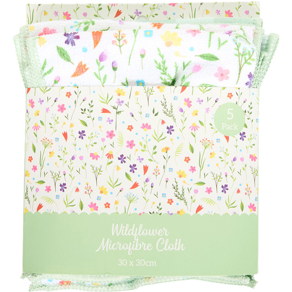 Pack of 5 Wildflower Microfibre Cloths Image 6