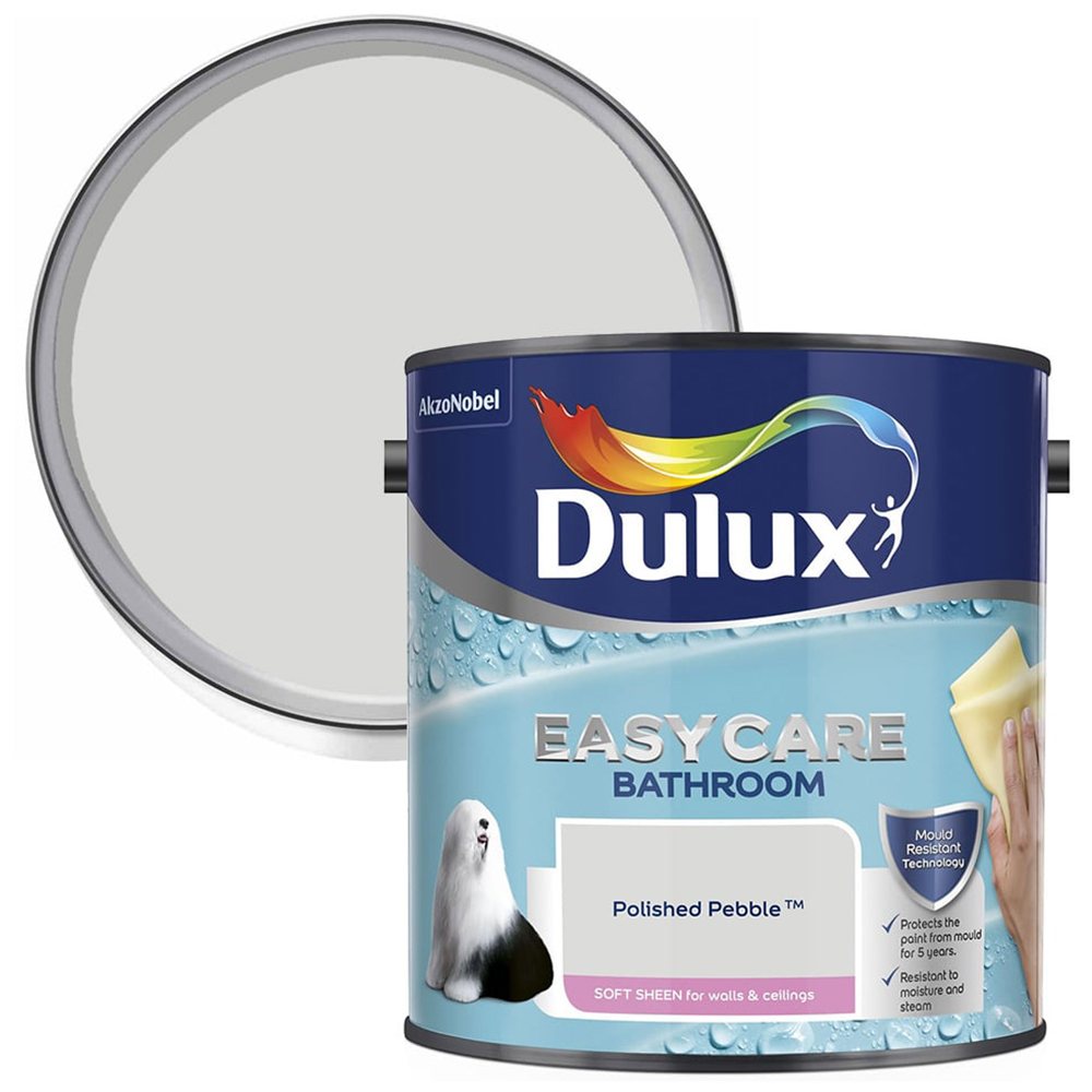 Dulux Easycare Bathroom Polished Pebble Soft Sheen Emulsion Paint 2.5L Image 1