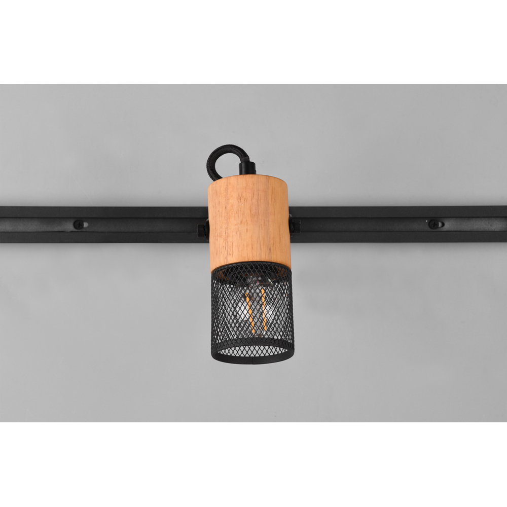 TRIO Tosh Black Matt and Natural Wood Outdoor Light Image 7