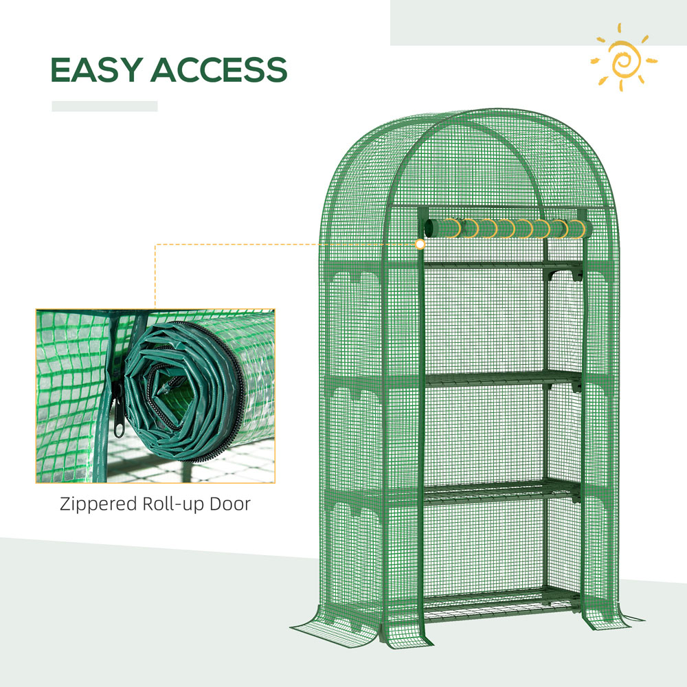 Outsunny Green 1.6 x 2.6ft 4-Tier Mini Greenhouse Image 5