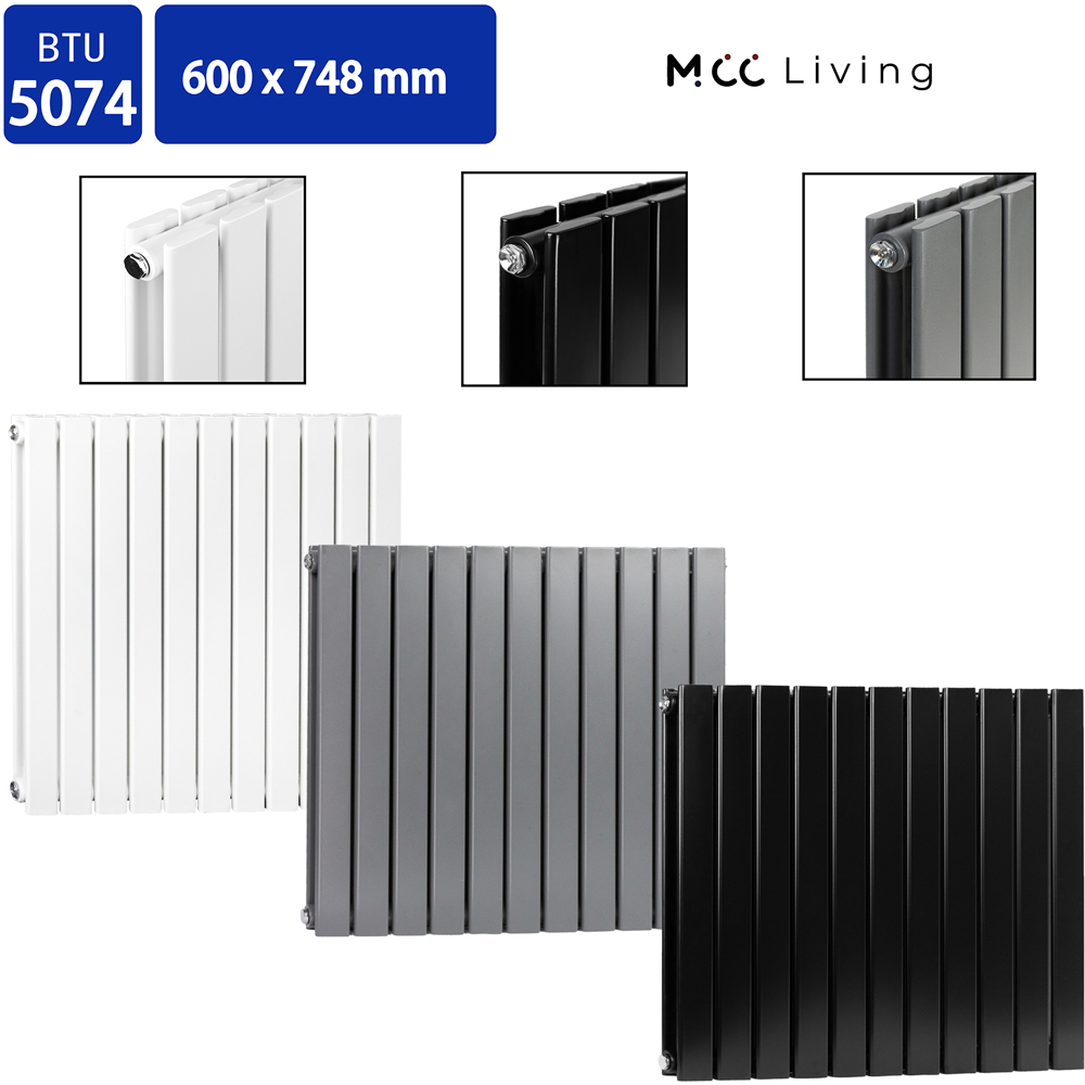 Black 5074 BTU Double Flat Panel Vertical Column Radiator 600 x 748mm Image 4