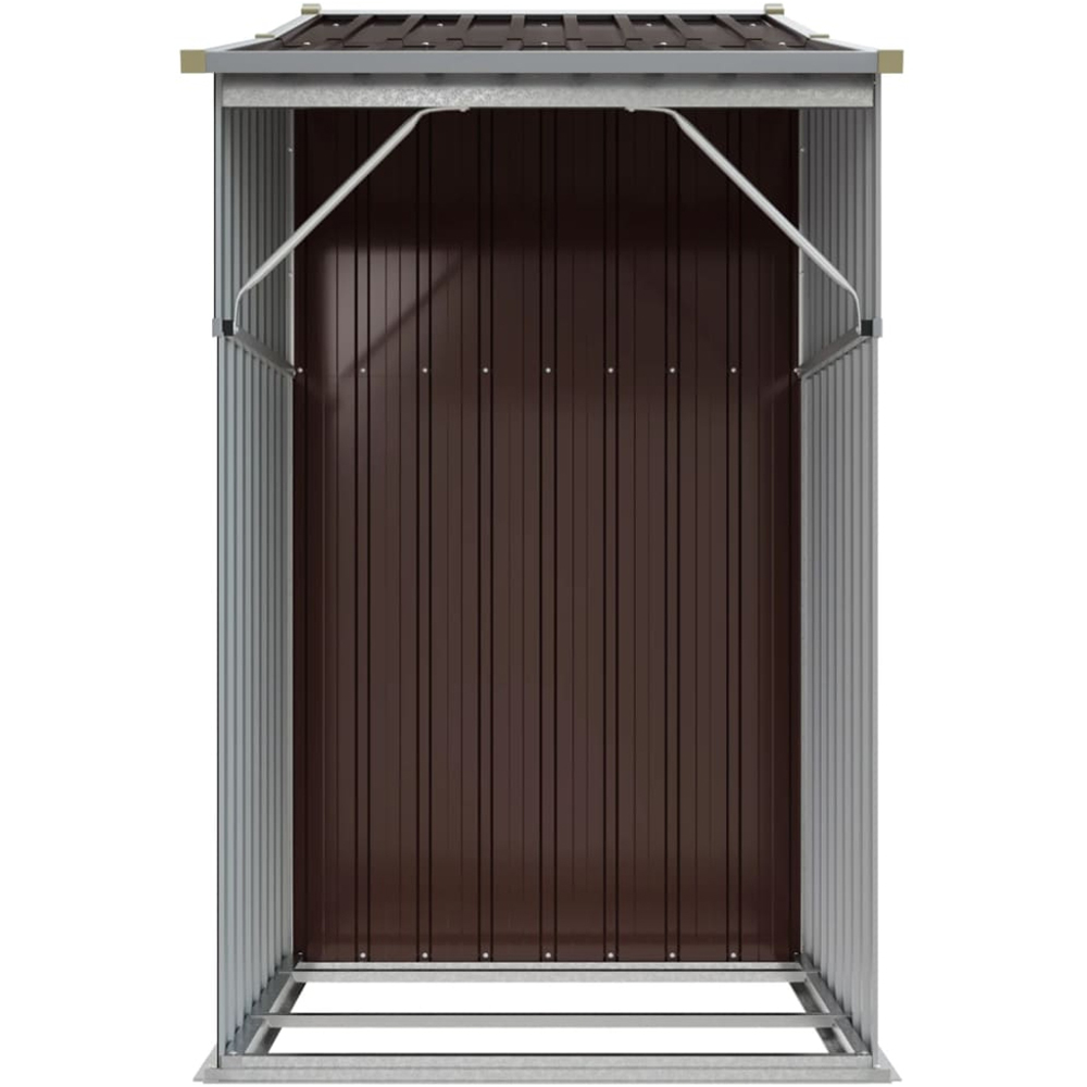 vidaXL 9 x 3.5ft Brown Galvanised Steel Apex Garden Shed with Firewood Stand Image 2
