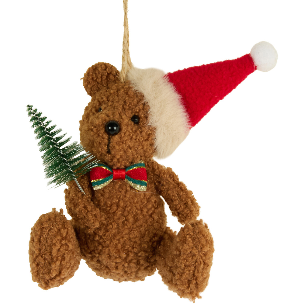 Christmas Bear Hanging Decoration Brown Image 3