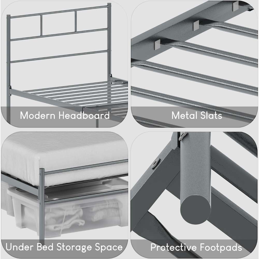 Vida Designs Dorset Single Silver Metal Bed Frame Image 5