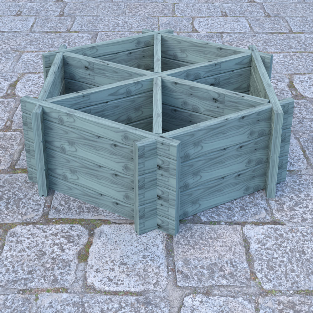 Shire GB 6 Plant Larch Wood Hexagonal Planter 100cm Image 4