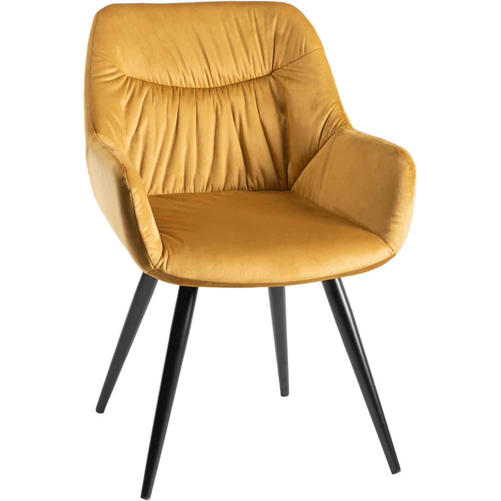 Bentley Designs Dali Set of 2 Mustard Velvet Fabric Upholstered Chair Image 2