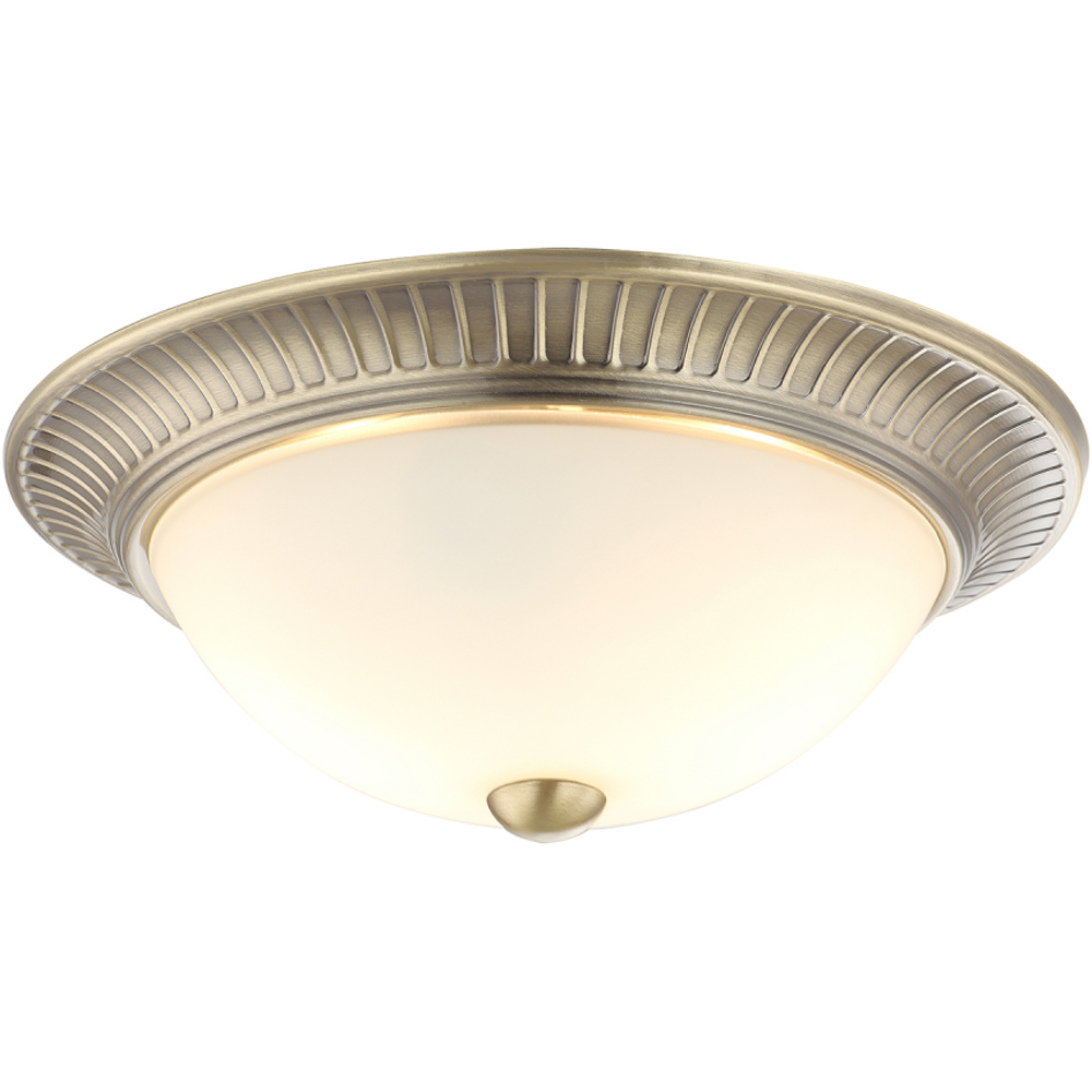 Happy Homewares Traditional Antique Brass Flush Ceiling Light with White Glass Diffuser Image 6