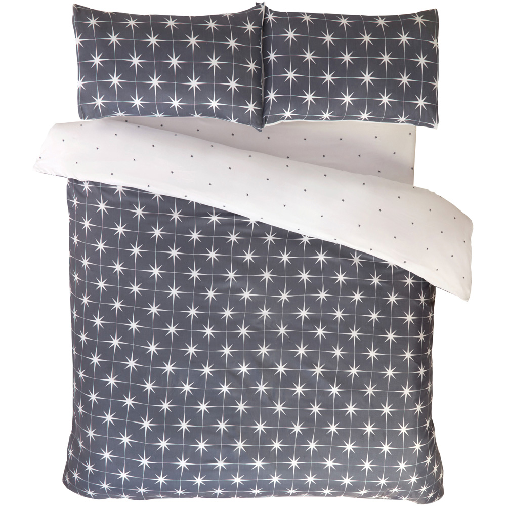 Serene Northern Stars Single Grey Microfibre Fabric Duvet Set Image 2