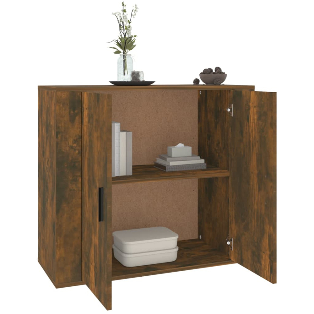 vidaXL 2 Door Smoked Oak Small Sideboard Image 6
