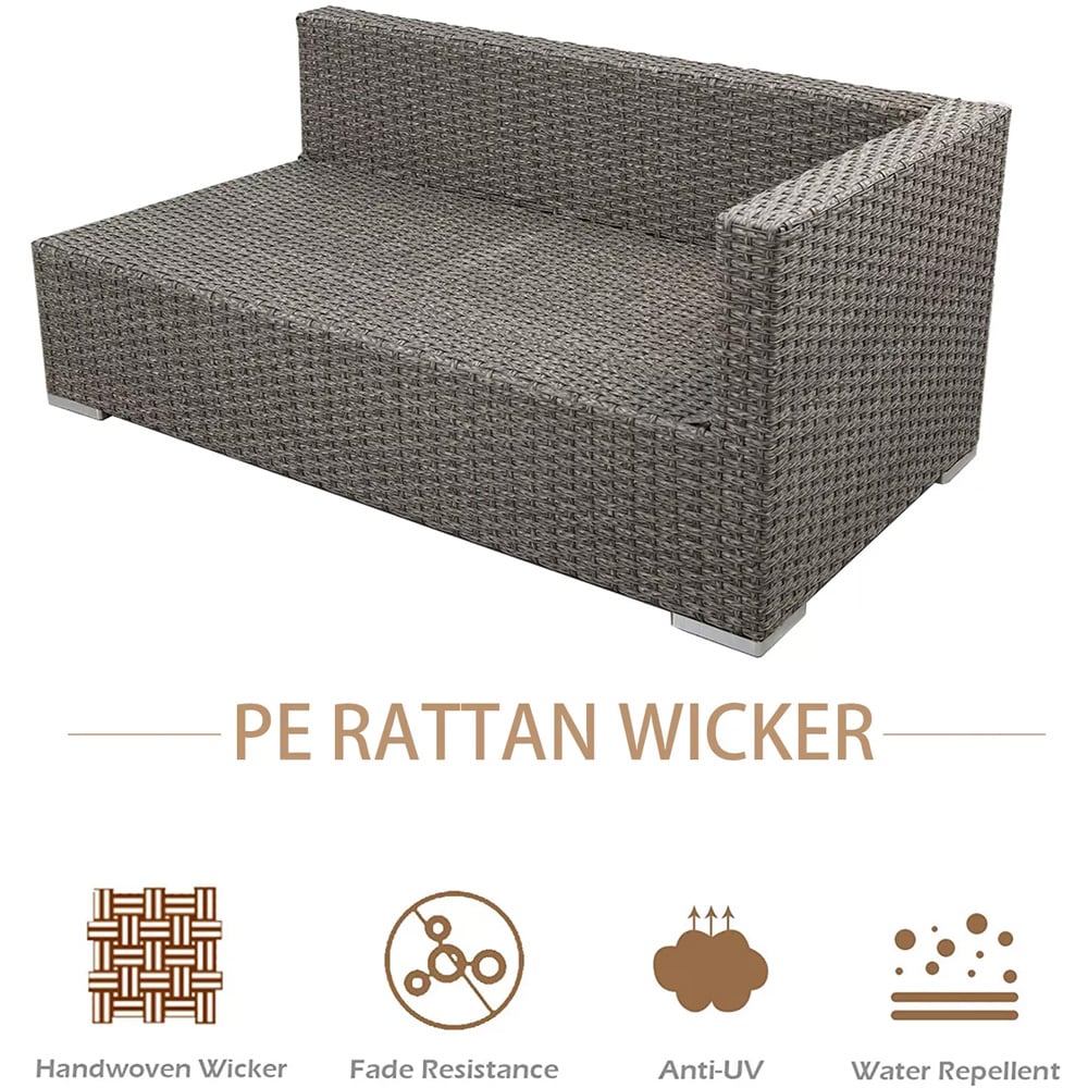 Furniture One 3 Seater Grey Rattan L Shape Corner Sofa Set Image 5