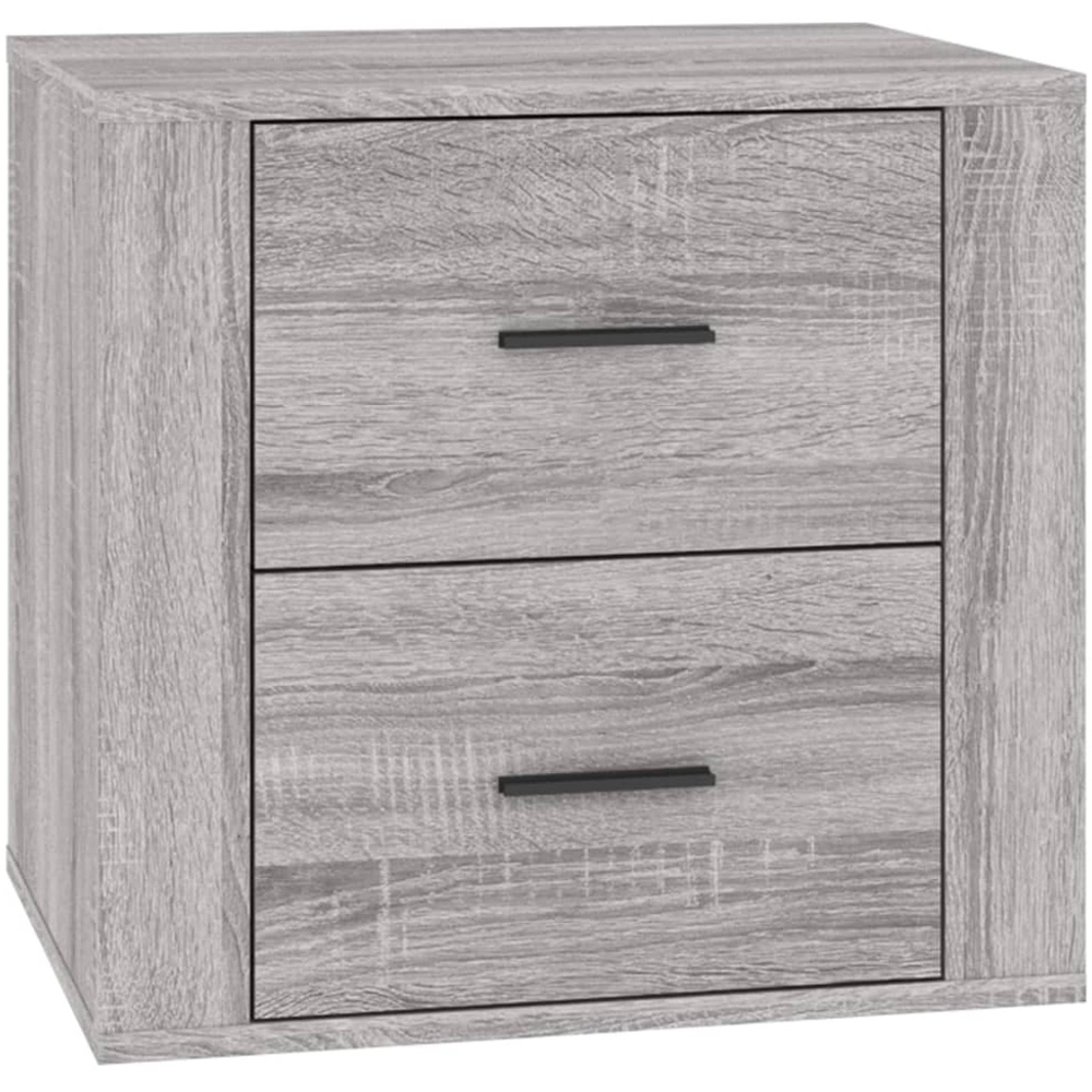 vidaXL 2 Drawer Grey Sonoma Bedside Cabinet Image 2