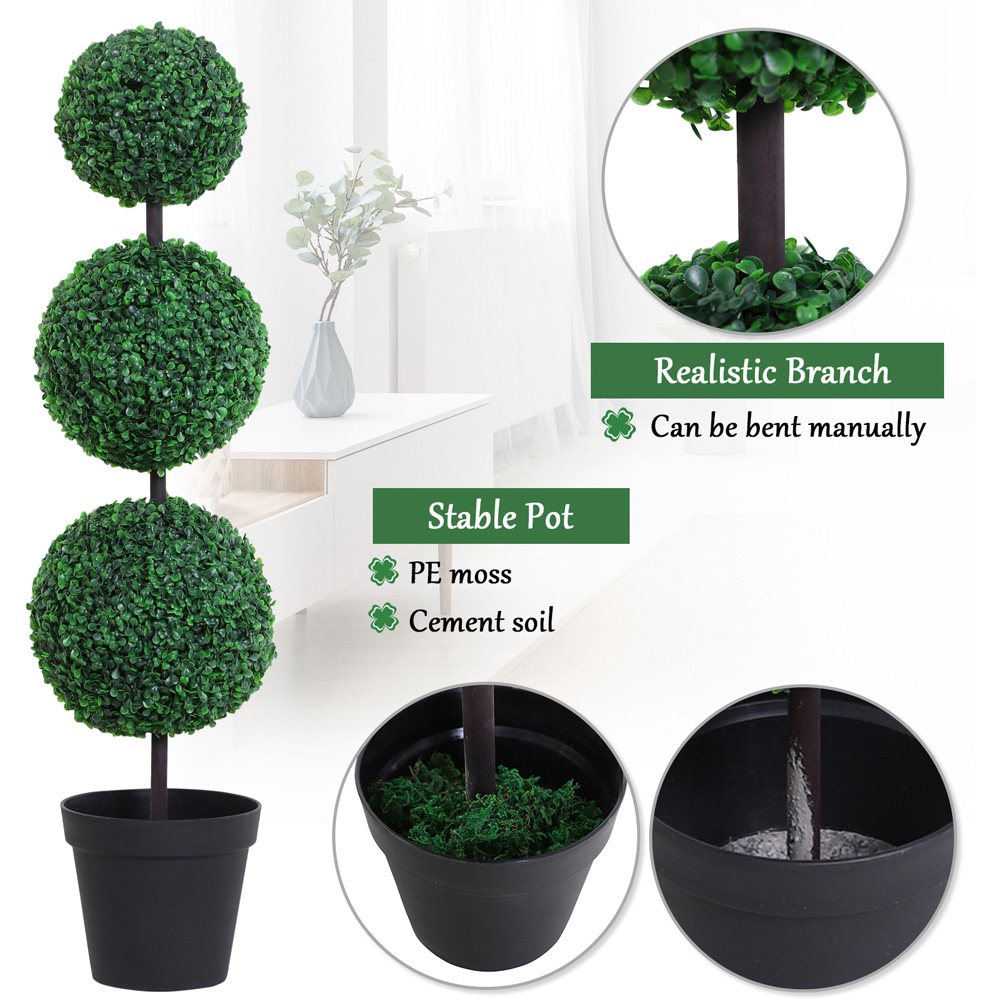 Outsunny Boxwood Ball Tree Artificial Plant In Pot 3.6ft 2 Pack Image 5