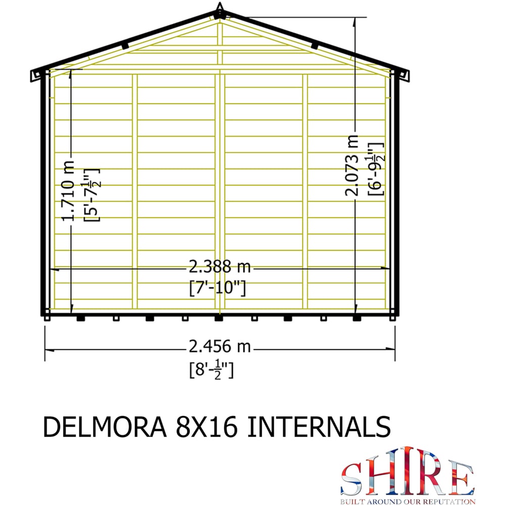 Shire Delmora 8 x 16ft Double Door Traditional Summerhouse Image 8