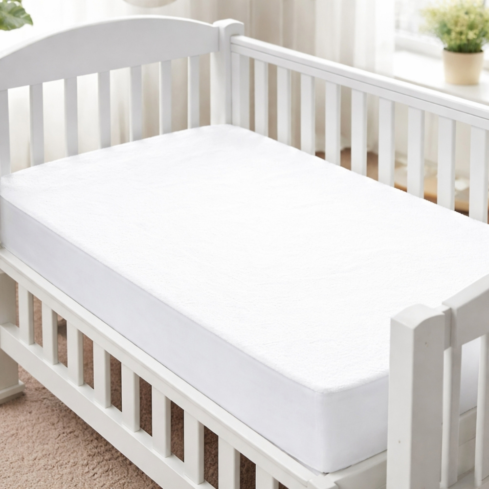 MHG Living Soft Cotton Waterproof Cot Bed Mattress Protector 140 x 70cm Image 2